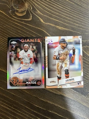 Luis Matos 2024 Topps Update Chrome Auto Refractor /499 #AC-LM RC - Giants - Image 1 of 4