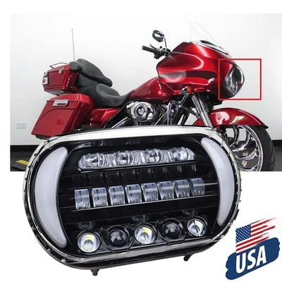 Faro proyector LED señal de giro haz alto/bajo para Harley Road Glide 2004-2013 Foto 1 de 4