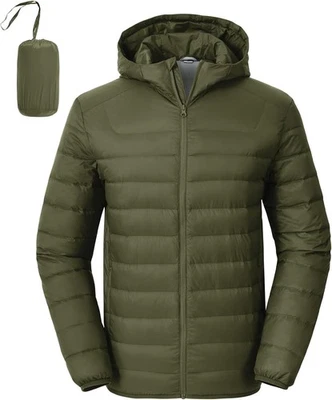  Chaqueta acolchada de plumón para hombre con capucha empaquetable ligera hinchada con capucha invierno Foto 1 de 4