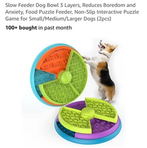 Slow Feeder Dog Bowl 3 Layers, Reduces Boredom and Anxiety 2pcs For S/M/L New - Picture 1 of 17