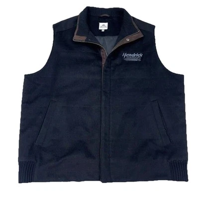 Chaleco Peter Millar Hombres XL Negro Marrón Cremallera Completa A Presión Lana Cachemira Mezcla Hendrick Foto 1 de 4