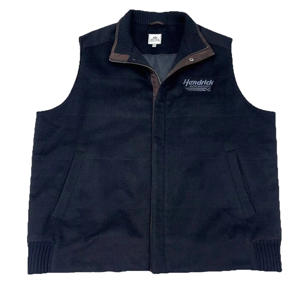 Chaleco Peter Millar Hombres XL Negro Marrón Cremallera Completa A Presión Lana Cachemira Mezcla Hendrick Foto 1 de 4