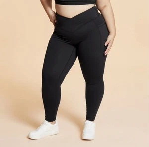 Blogilates Crisscross Leggings Full Length High Rise Jet Black Size 2X NWT - Picture 1 of 12