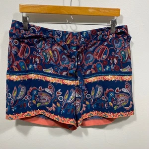 Loft Paisley Print Tie Waist Shorts Colorful Casual Summer Size 8 - Picture 1 of 11