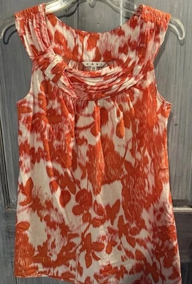 Top túnica escote adornado estampado algodón estilo CAbi 414, rojo talla XS Foto 1 de 4