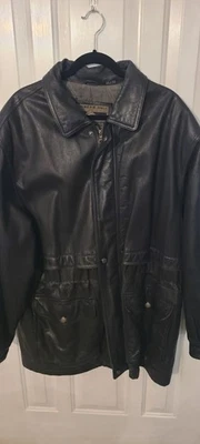 Chaqueta de longitud media XL de cuero negra vintage años 90 Members Only Foto 1 de 4