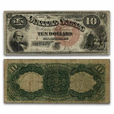 Moneda legal Daniel Webster 1880 $10 multa (Fr#107) Foto 1 de 3