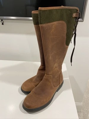 CLARKS TAVOY CEDAR BROWN LEATHER KNEE HIGH RIDING BOOTS SHOES US WOMENS SZ 8.5 M - Image 1 of 4