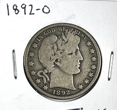 1892-O Barber Half Dollar : Very Good  VG - Image 1 of 2