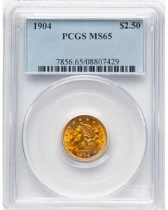 1904 Liberty Head Quarter Eagle Gold $2.5 MS 65 PCGS - Picture 1 of 2