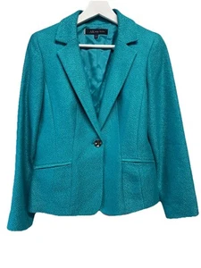 Anne Klein Elegant Turquoise Blue Blazer Jacket Lined Size 4 - Picture 1 of 7