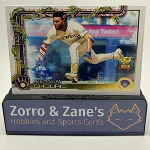 Jackson Chourio 2025 Topps Holiday Baseball H182 astas variación de imagen SP - Imagen 1 de 2