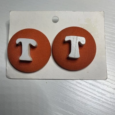 Vintage Tennessee Orange Fabric Button Covers with White Letter T - Image 1 of 4