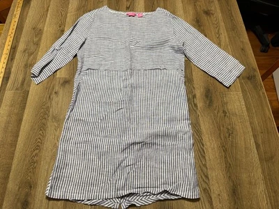 Isaac Mizarahi Dress, Women's Size Medium, Blue White, Striped Long Sleeve Dress - Image 1 of 4