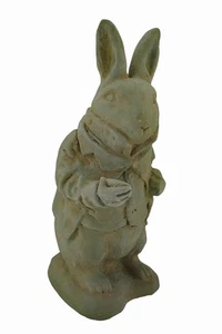 Zeckos Alicia en el País de las Maravillas Conejo Blanco Acabado Verdigris Estatua de Cemento 14 pulgadas - Imagen 1 de 3