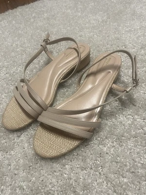 Nuevas SANDALIAS DE CUERO CON TACÓN BLOQUE EASY SPIRIT GLENNI RAFIA NATURAL TALLA 9.5W Foto 1 de 4