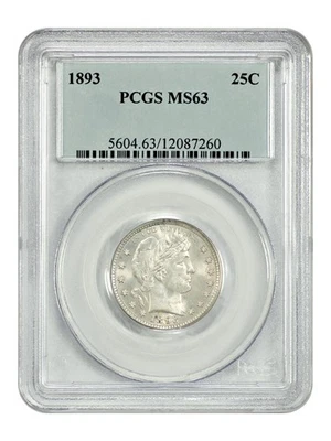 1893 25C PCGS MS63 - Barber Quarter - Image 1 of 4