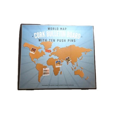 Happy Hour The Original Fun Workshop World Map Cork Bulletin Board Note Holder - Image 1 of 2