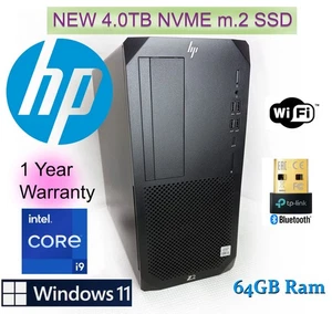 HP Z2 G5 TOWER, Intel i9-10900, 64GB RAM, NEW 4.0TB NVMe SSD, 2x Video Outputs - Picture 1 of 6