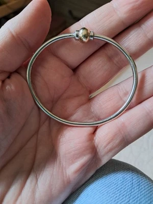 Luxury 14kt Gold Sterling Silver Cape Cod Single Ball Screw Closure Bracelet - Image 1 of 4