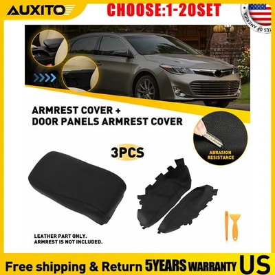 Tapa de consola de cuero para Toyota Avalon 13-18 reposabrazos cubierta de panel de puerta negra 3-30X Foto 1 de 4