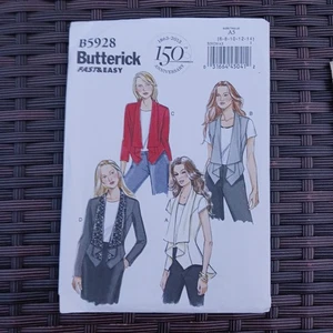 Butterick B5928 Size 6-14 Waterfall Drape Vest & Jacket Blazer UNCUT Pattern - Picture 1 of 3
