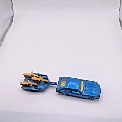 Matchbox Blue 1978 #67 Datsun 260 Z & 1979 trailer com 3 motocicletas - Imagem 1 de 4