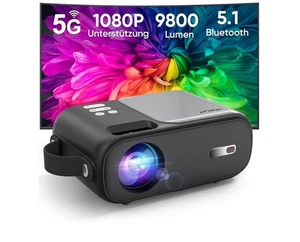 Mini-Projektor, 5G WIFI Bluetooth Full HD 1080p unterstützt, HORLAT 9800 LUMEN - Bild 1 von 6