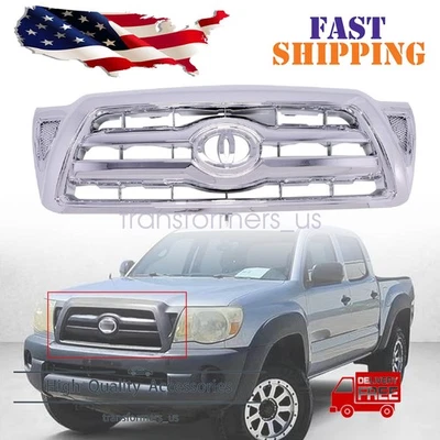 Rejilla de parachoques delantero compatible con Toyota Tacoma 2005 2006 2007 2008 plástico cromado EE. UU. Foto 1 de 4