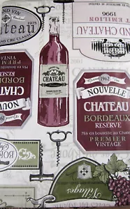 Chateau Bordeaux Wein & Trauben Flanell Rückseite Vinyl Tischdecke sortiert. Größen - Bild 1 von 2