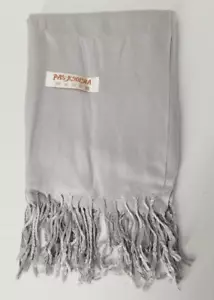 Pashmina großes weiches unifarbenes Tuch Halstuch Schal für Damen - grau silber neu - Bild 1 von 3