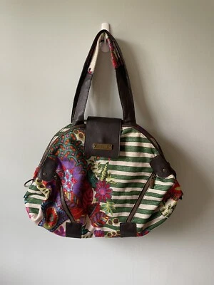 Bolso de Mano o Hombro Desigual Multicolor Bordado Floral Usado en Excelente Condición Foto 1 de 4