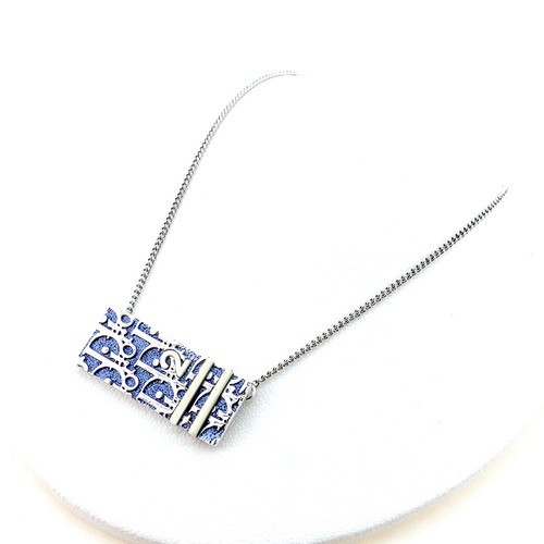 Dior Collana Ciondolo Blu Bianco Donna Unisex Autentica Usata T5479