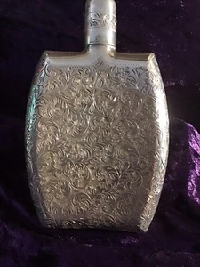 Vintage Sterling Silver Chased Japanese Hip Flask PRICE NOW REDUCED EVEN MORE! - Picture 1 of 5