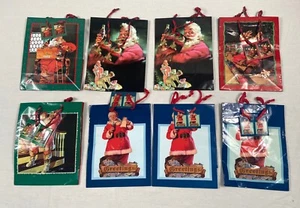 VTG Coca Cola Santa Gift Bags Set Of 8 New Christmas Bags W Nametags Holiday - Picture 1 of 14