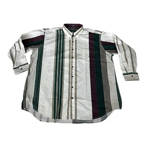 Cambridge Hall Oxford Shirt Men Size XXL Green Burgandy Stripe Button Up USA - Picture 1 of 10