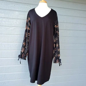 Vestido recto negro para mujer Maurices 2 Plus mangas de gasa cuello en V *etiquetas - Imagen 1 de 9