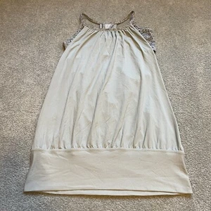 Lululemon No Limits Tank Womens 4 Gray Silver Spoon Mesh Yoga Sports Bra Stretch - Picture 1 of 7
