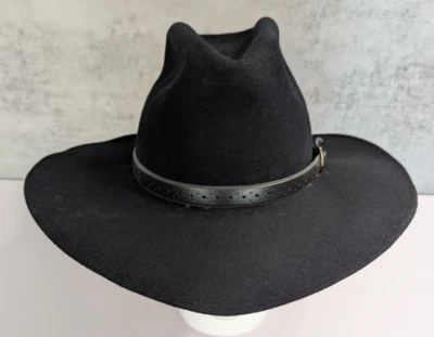 Sombrero de Vaquero del Oeste Geo W Bollman Para Mujer Talla 7 Negro Doeskin Fieltro Lana EE. UU. Foto 1 de 4