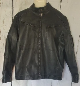 US POLO ASSN MENS BLACK JACKET SZ XL FAUX LEATHER ZIPPER MOTORCYCLE - Picture 1 of 12