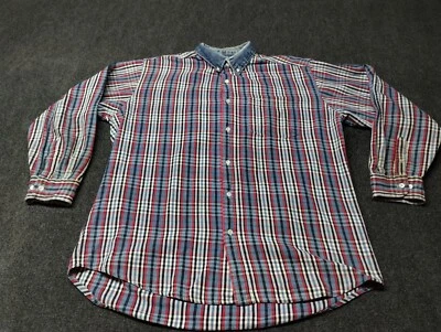 Camisa De Franela Gitano De Colección Hombres XXL 2XL Azul Cuadros Grunge Denim Cuello Años 90 Foto 1 de 4