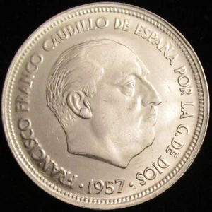 *GUTSE* FRANCO-5, 50 PESETAS 1957*74, PLUS, BRILLO ORIGINAL, PROOF. - Imagen 1 de 2