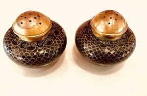 ANTIQUE CHINESE ENAMEL CLOISONNÉ SALT OR PEPPER SHAKERS - Picture 1 of 14