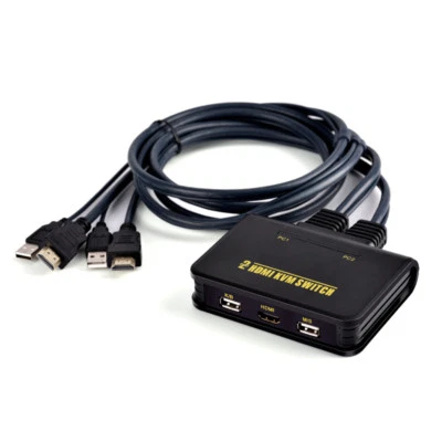 Dual Port HDMI-compatible KVM USB Switch Switcher Cable For 2 Monitor Keyboard - Image 1 of 4