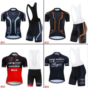 Mens Team Cycling Kit Bike Clothing Short Sleeve Jersey Padded Gel Bib Shorts UK - Picture 1 of 58