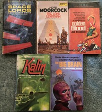 Sci Fi novels, lot of 5, Space Lords, Moorcock, Golden Blood, Kalin, Big Brain
