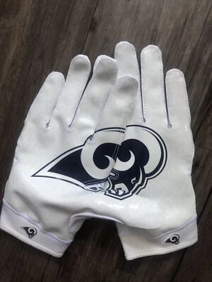 Guantes de fútbol americano Nike Los Angeles LA Rams promoción dorados blancos 3XL ALPHA logotipo NFL WR Foto 1 de 4