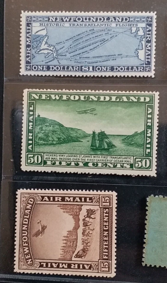 NEWFOUNDLAND 1931 15c 50c $1  SG 192 193 194  Sc C6 C7 C8 air set 3 MNH - Image 1 of 2