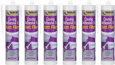Everbuild COVE-EBD Coving Adhesive and Joint Filler, White, 290 ml x 6