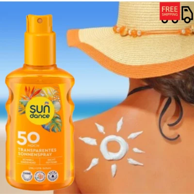 SUNDANCE Transparentes Sonnenspray LSF 50 HOCH Sonnenschutz, 200 ml, Gesicht, Körper